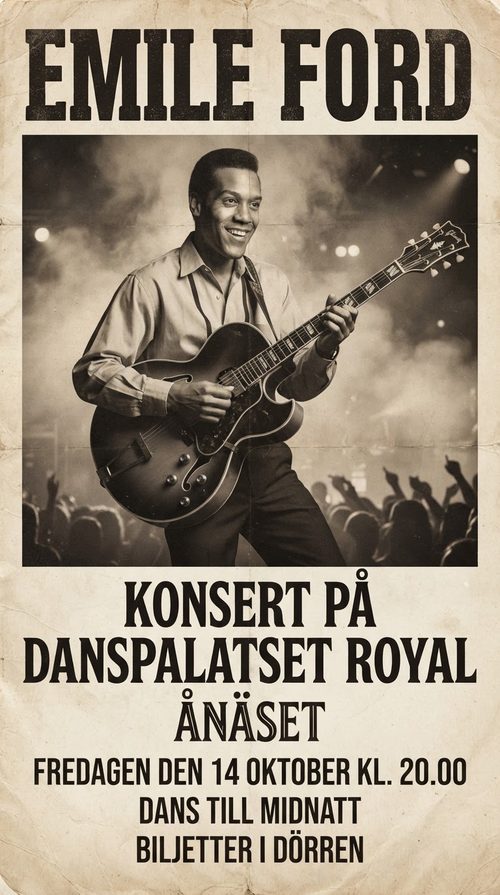 Hyllningsaffisch: Emile Ford på Royal